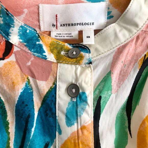 ANTHROPOLGIE Crisanta‎ Floral Poplin Button Down Blouse Top XS EUC - Picture 7 of 11